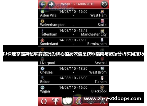 以快速掌握英超联赛赛况为核心的高效信息获取指南与数据分析实用技巧